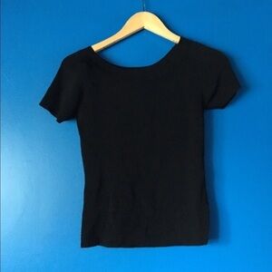 Joseph A Black Ribbed T-Shirt | Size Small | Viscose Nylon Blend
